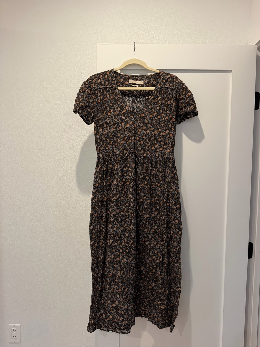 Christy Dawn Dawn Dress Navy Blue Midi Dress with Rust Floral Print